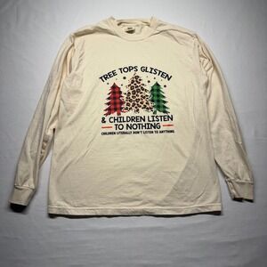 Funny Christmas Graphic Long‎ Sleeve Tee Comfort Colors Ivory Trees